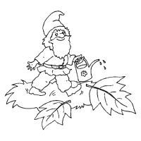 A coloring page of gnomes